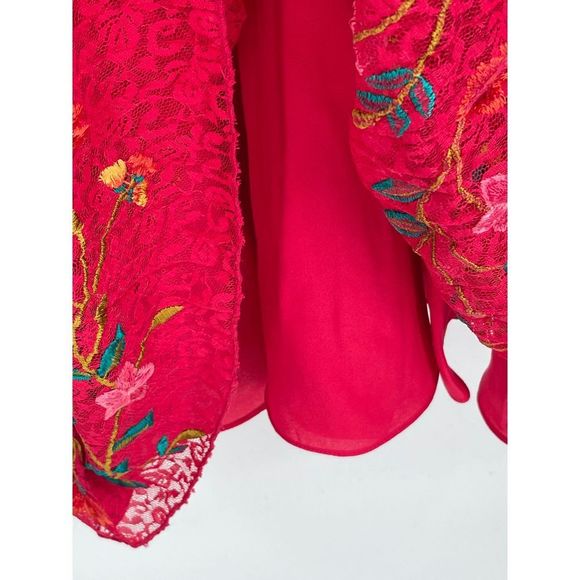 French Connection Dress Women 4 Amity Lace Pink Embroidered Floral Sleeveless - Picture 8 of 12